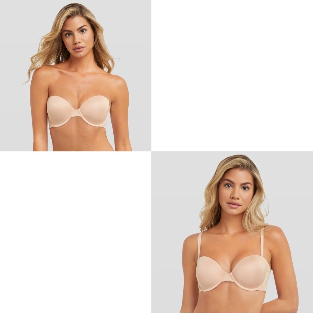 Maidenform Women's Tan Convertible T-Shirt Strapless Bra Size 36B